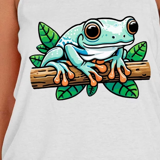 Whites Tree Frog Lover Australian Green Tree Frog Women's Knotted Racerback Tank