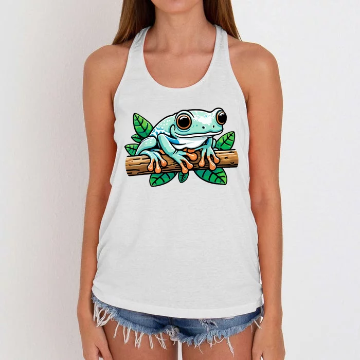 Whites Tree Frog Lover Australian Green Tree Frog Women's Knotted Racerback Tank