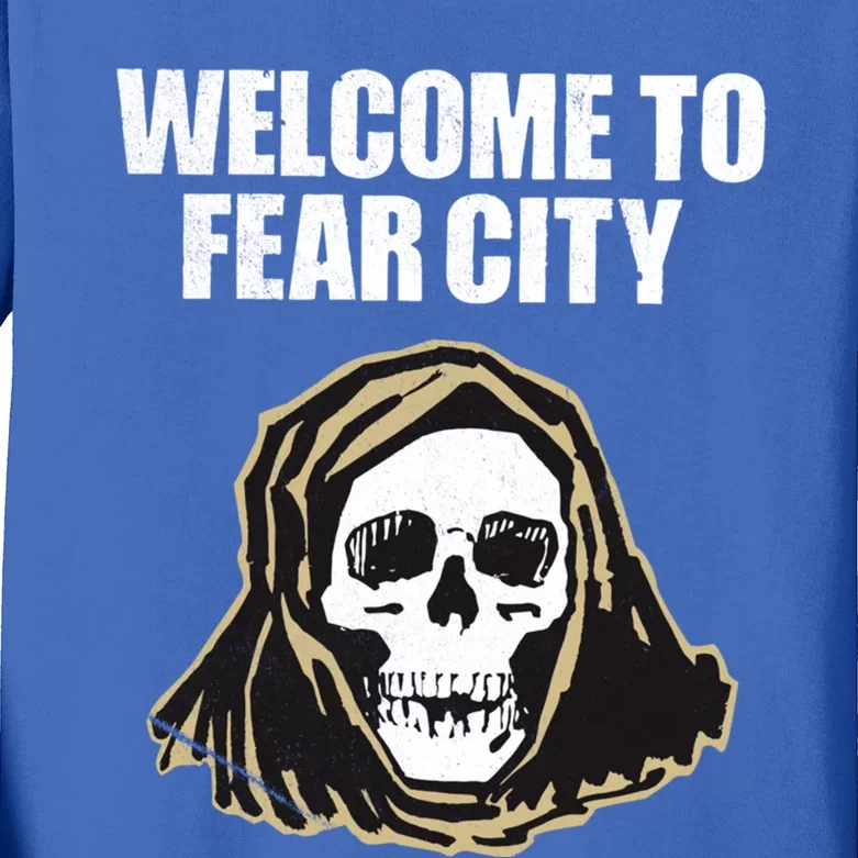 Welcome To Fear City Nyc New York 1977 Tourism Distressed Gift Kids Long Sleeve Shirt