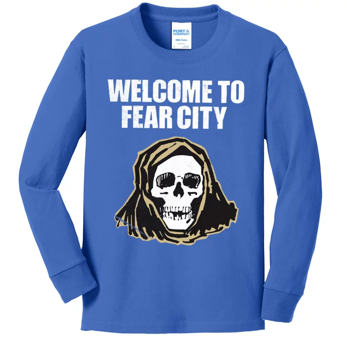 Welcome To Fear City Nyc New York 1977 Tourism Distressed Gift Kids Long Sleeve Shirt