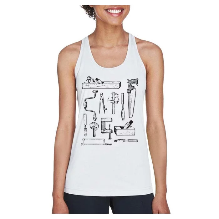 Woodworking Tools For Carpenters And Woodworkers Gift Men Women's Racerback Tank