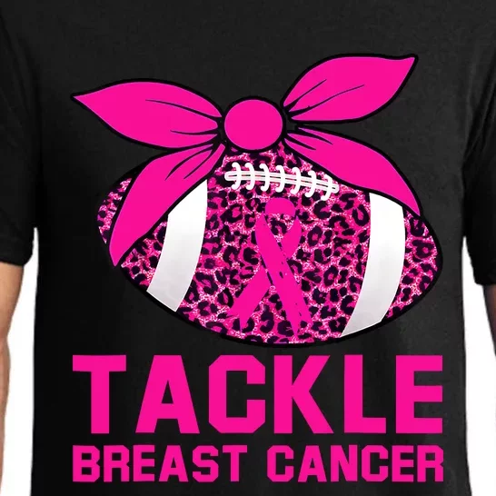 Woman Tackle Football Pink Ribbon Breast Cancer Awareness Pajama Set