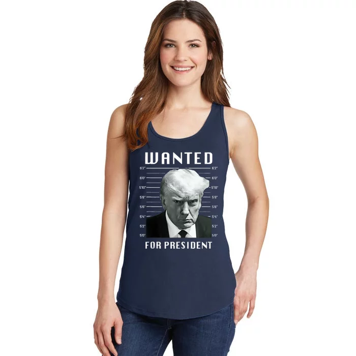 Wanted Trump For President Trump Mug Shot Never Surrender Ladies Essential Tank