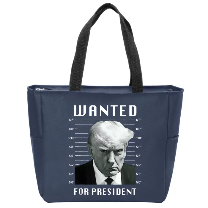 Wanted Trump For President Trump Mug Shot Never Surrender Zip Tote Bag