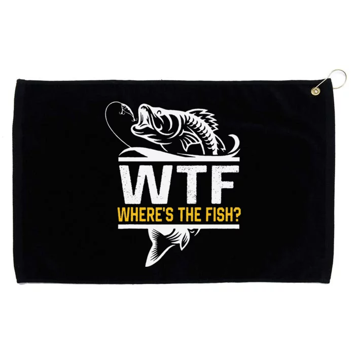 Wheres The Fish Wtf Funny Fishing Grommeted Golf Towel