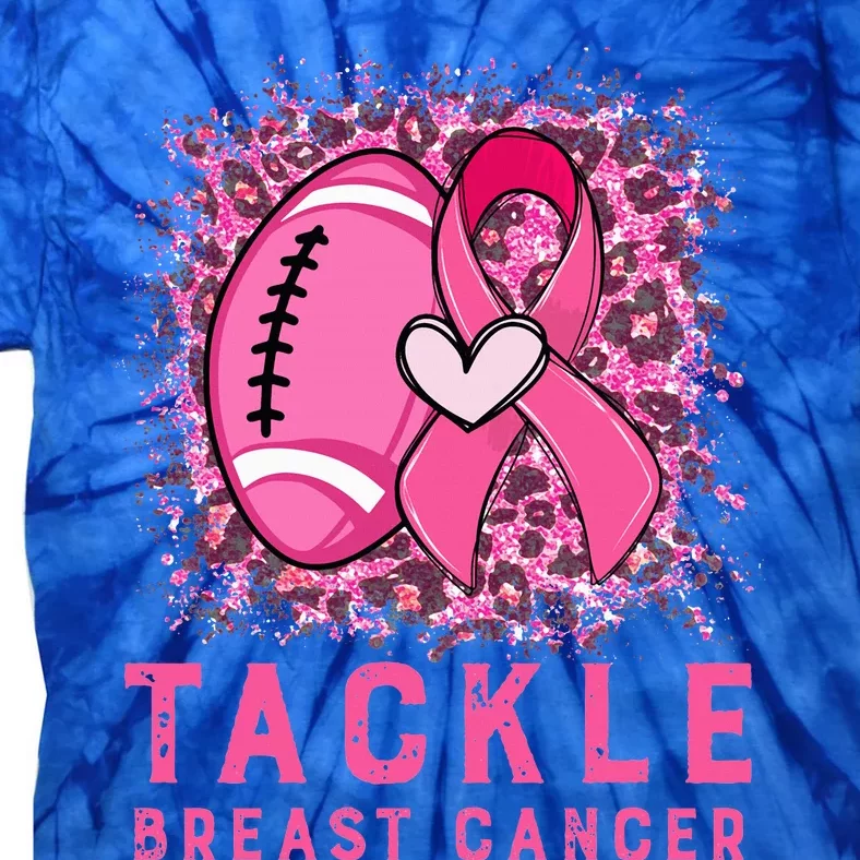 Woman Tackle Football Pink Ribbon Breast Cancer Awareness Tie-Dye T-Shirt