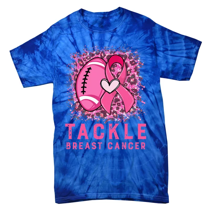 Woman Tackle Football Pink Ribbon Breast Cancer Awareness Tie-Dye T-Shirt