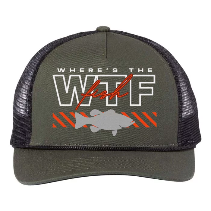 WhereS The Fish Wtf S Funny Fishing Joke Retro Rope Trucker Hat Cap