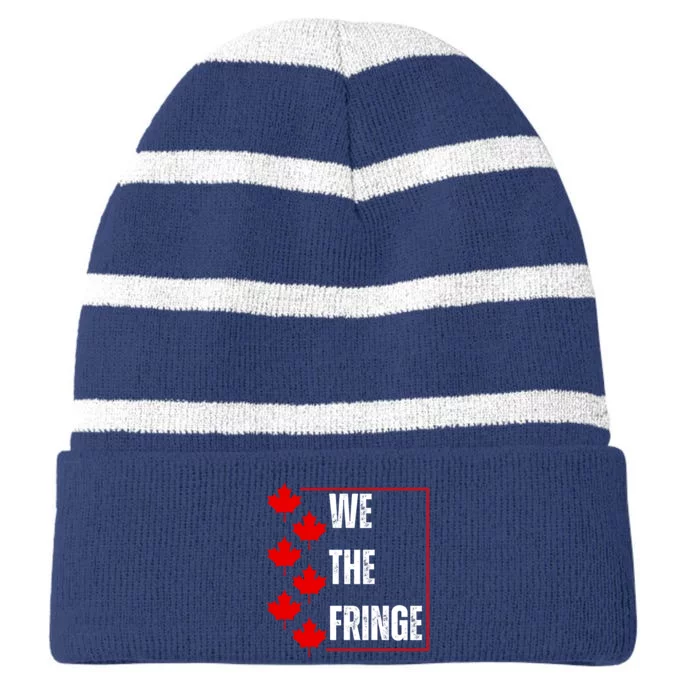 We The Fringe Canadian Leaf Flag Striped Beanie with Solid Band