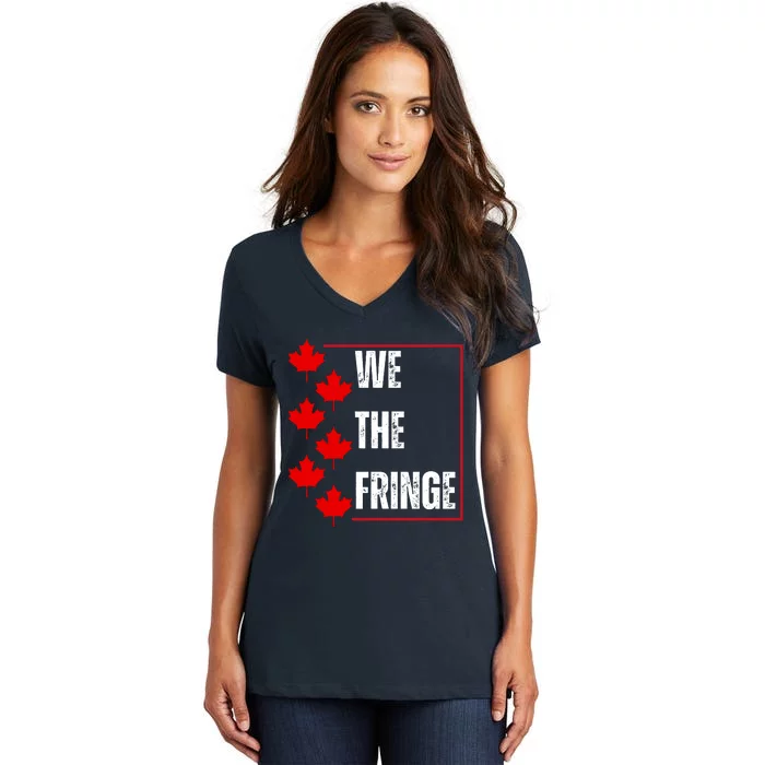 We The Fringe Canadian Leaf Flag Women's V-Neck T-Shirt