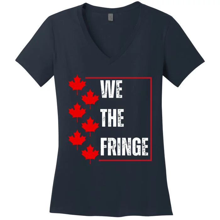 We The Fringe Canadian Leaf Flag Women's V-Neck T-Shirt