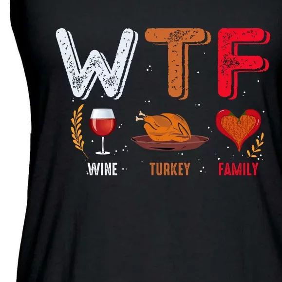 Wine Turkey Family Fall Vibes Autumn Season Thanksgiving Pumpkin Spice Funny Ladies Essential Flowy Tank