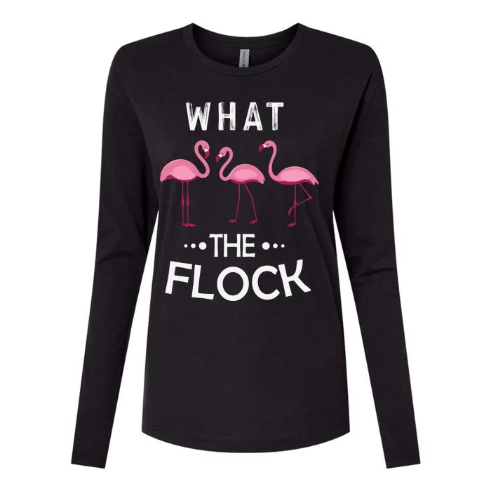 What The Flock Funny Pink Flamingo Womens Cotton Relaxed Long Sleeve T-Shirt