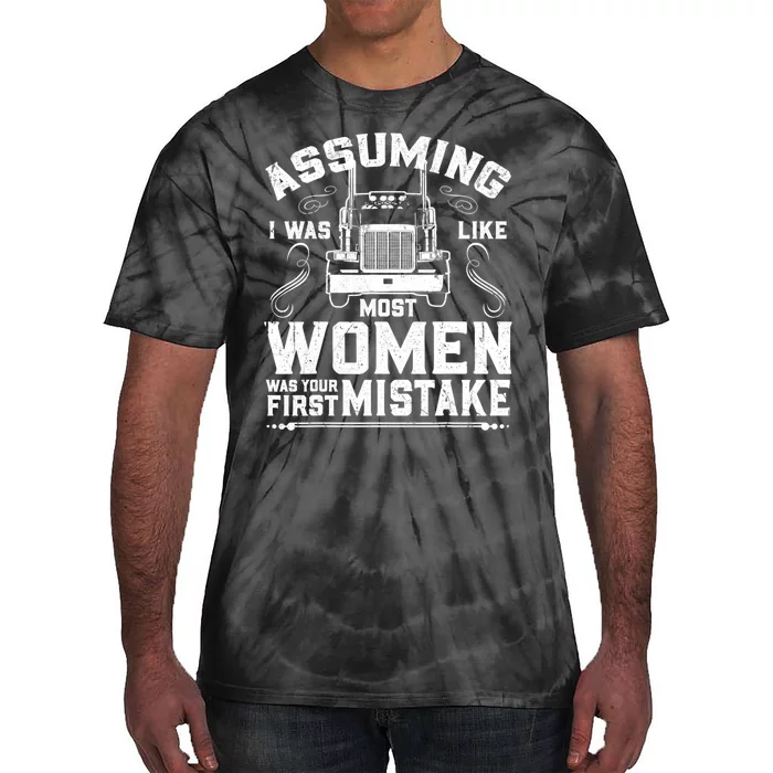 Woman Trucker Female Truck Driver Tie-Dye T-Shirt