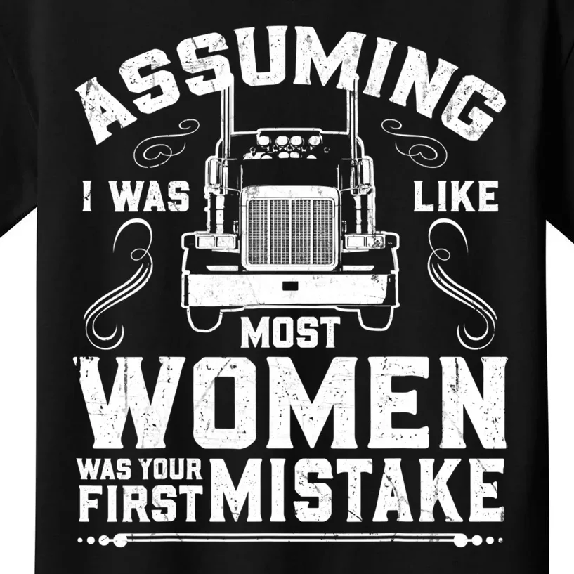 Woman Trucker Female Truck Driver Kids T-Shirt