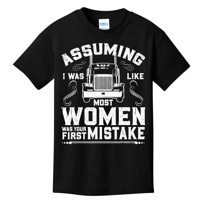 Woman Trucker Female Truck Driver Kids T-Shirt