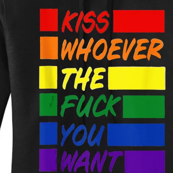 Whoever The Fuck You Want LGBTQ Rainbow Ally Pride Flag Women's Pullover Hoodie