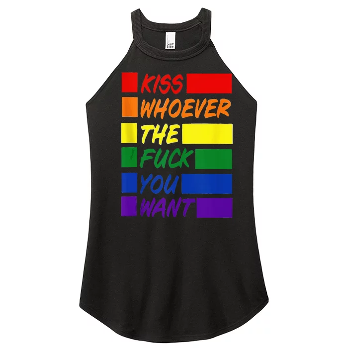 Whoever The Fuck You Want LGBTQ Rainbow Ally Pride Flag Women’s Perfect Tri Rocker Tank