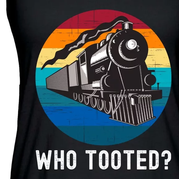 Who Tooted Funny Train Lovers Funny Locomotive & Railroad Ladies Essential Flowy Tank