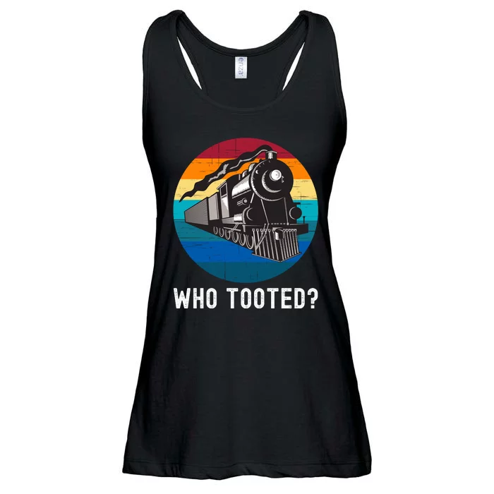 Who Tooted Funny Train Lovers Funny Locomotive & Railroad Ladies Essential Flowy Tank