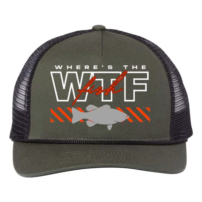 Wheres The Fish Wtf Funny Fishing Joke Retro Rope Trucker Hat Cap