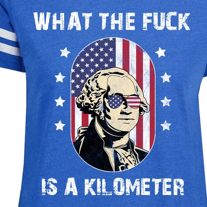 What The F*ck Is A Kilometer Funny George Washington USA Enza Ladies Jersey Football T-Shirt