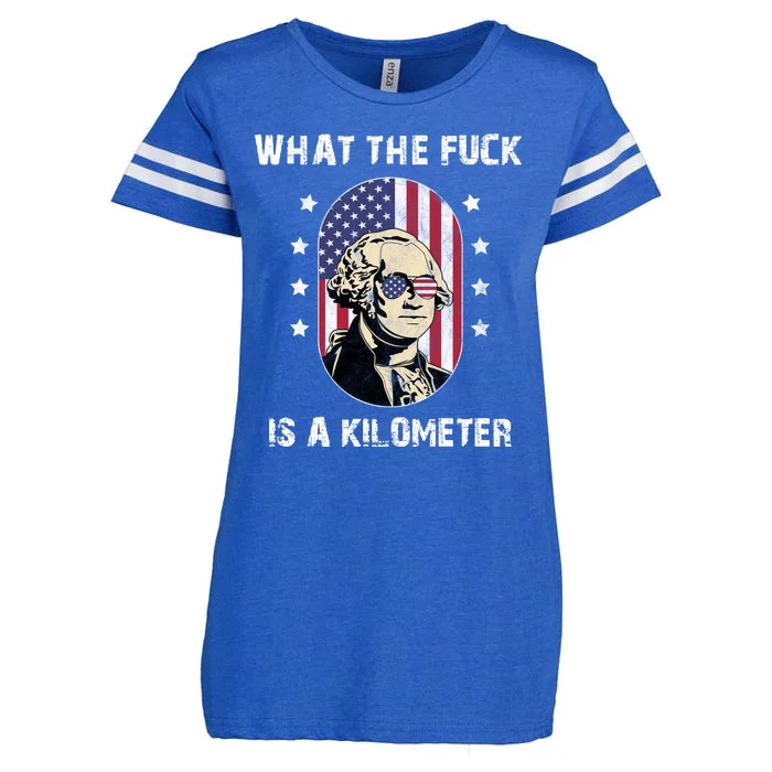 What The F*ck Is A Kilometer Funny George Washington USA Enza Ladies Jersey Football T-Shirt