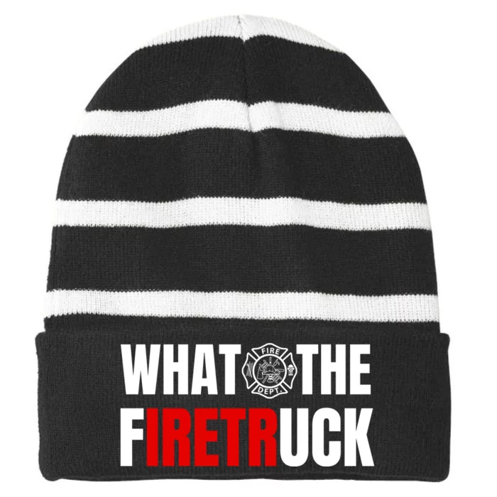 What The Firetruck Striped Beanie with Solid Band