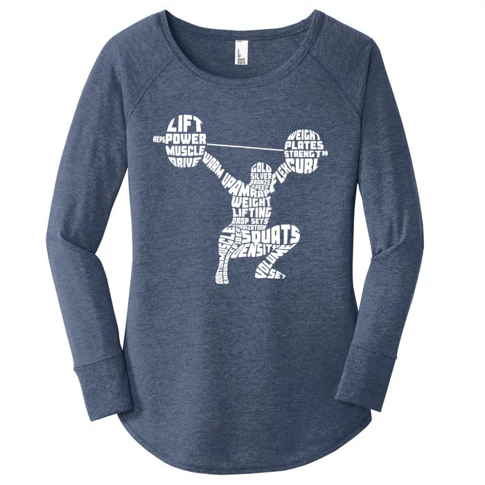 Weightlifting Typography Fitness Gym Word Art Women's Perfect Tri Tunic Long Sleeve Shirt