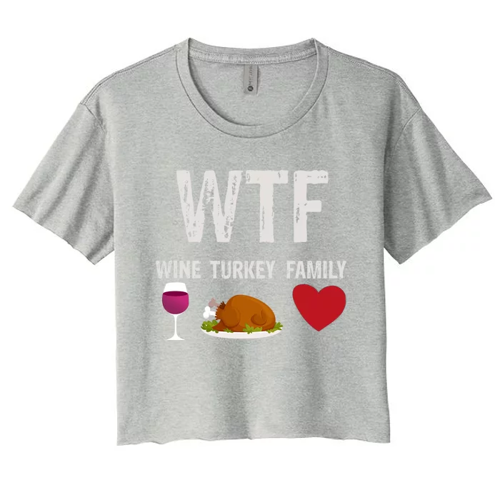 Wine Turkey Family Funny Thanksgiving Gift Women's Crop Top Tee