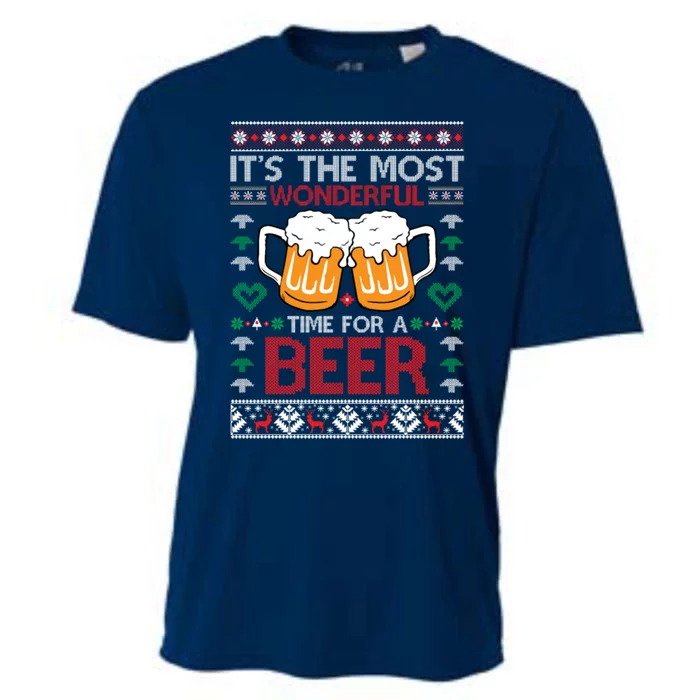 wonderful time for a beer Ugly Christmas Sweaters Cooling Performance Crew T-Shirt