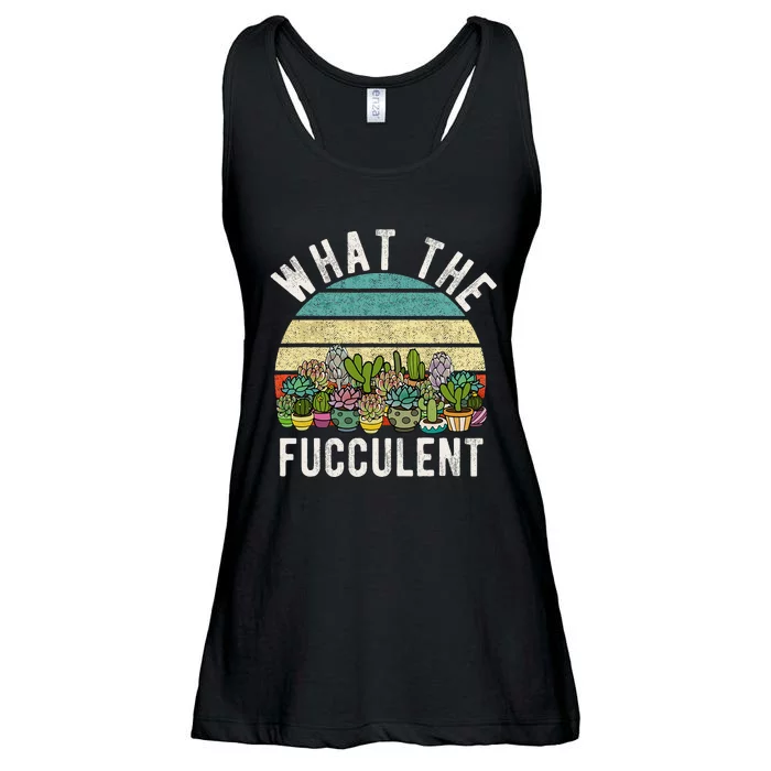 What The Fucculent Retro Cactus Succulent Pun Ladies Essential Flowy Tank