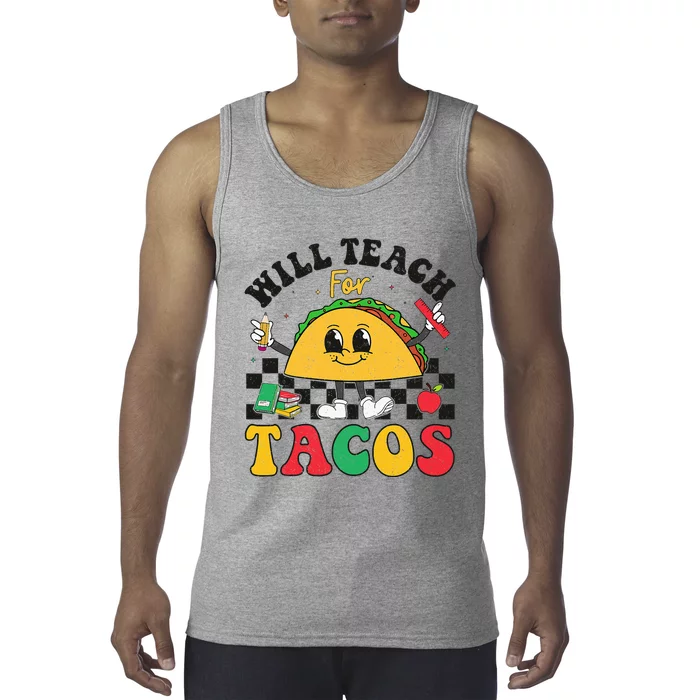 Will Teach For Tacos Lover Funny Cute Cinco De Mayo Teacher Tank Top