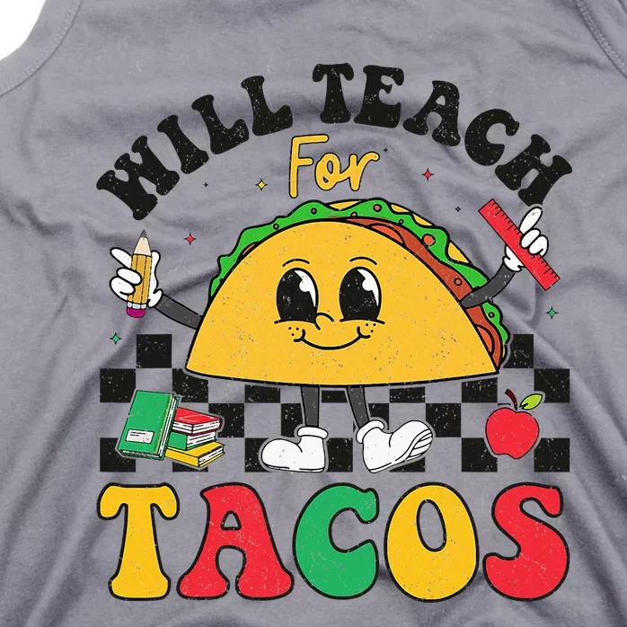 Will Teach For Tacos Lover Funny Cute Cinco De Mayo Teacher Tank Top