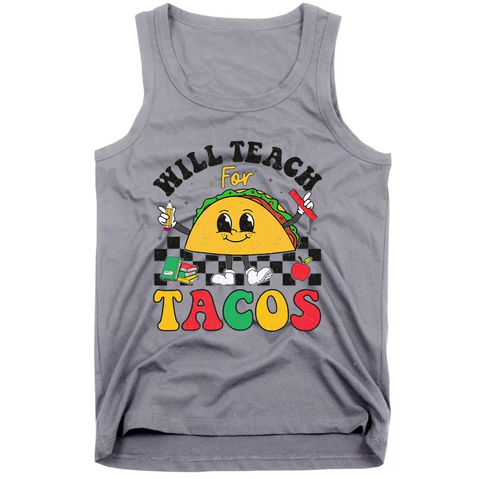 Will Teach For Tacos Lover Funny Cute Cinco De Mayo Teacher Tank Top