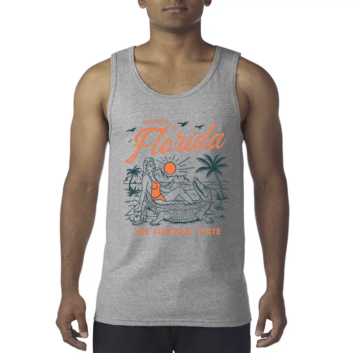 Welcome To Florida Funny Gator Beach Sunshine State Tank Top