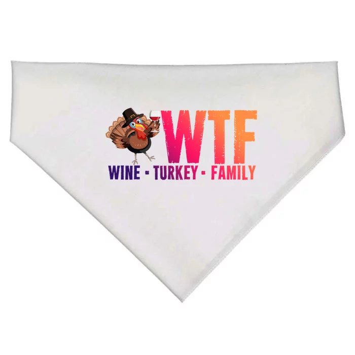 Wine Turkey Family Wtf Thanksgiving Day Funny Great Gift USA-Made Doggie Bandana