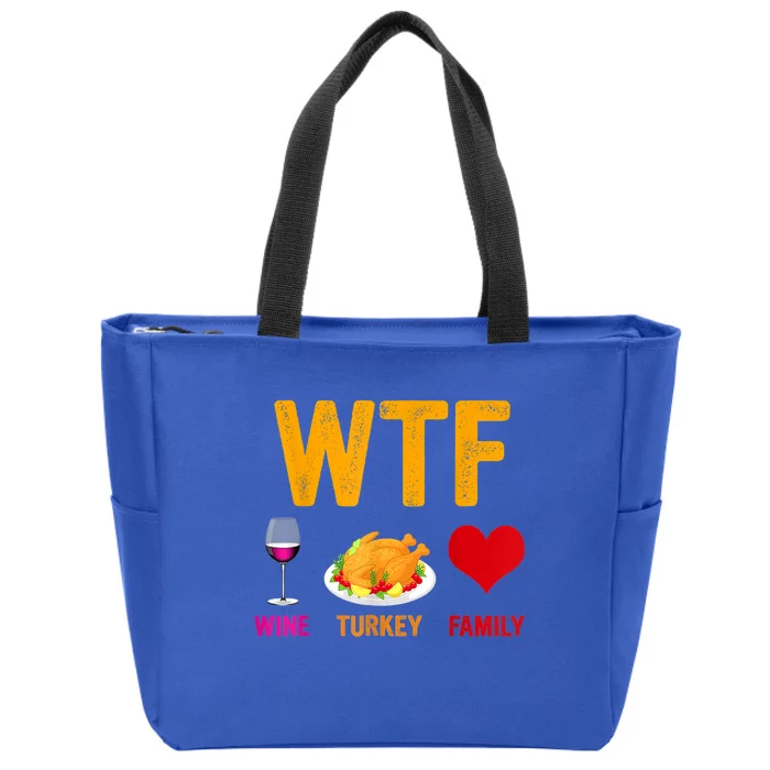 Wine Turkey Family Funny Thanksgiving Day Gift Zip Tote Bag