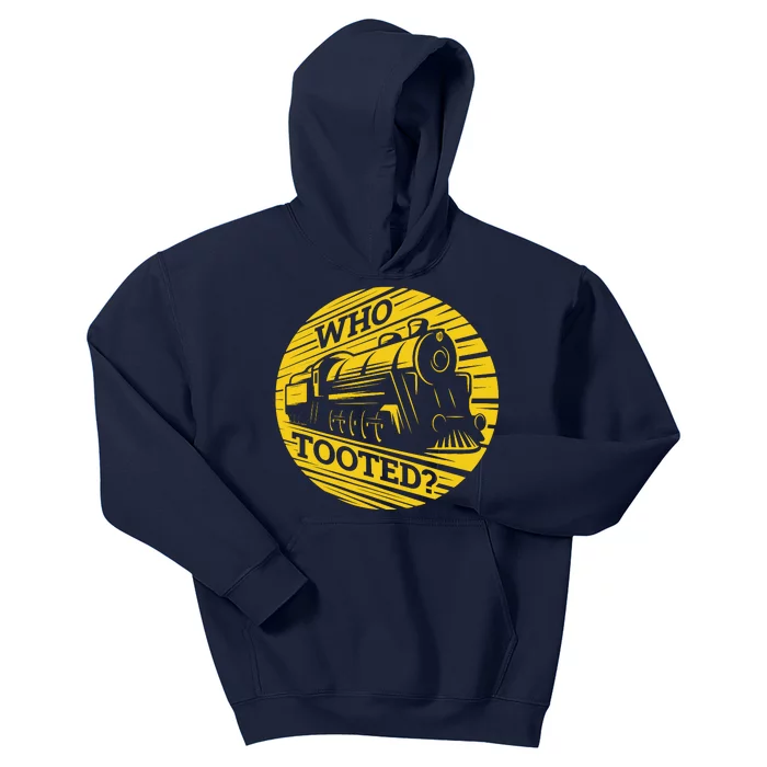 Who Tooted Funny Train Lover Cute Model Railroad Conductor Kids Hoodie