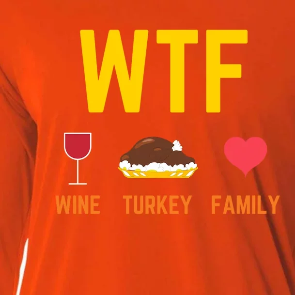 Wine Turkey Family Funny Thanksgiving Food Meaningful Gift Fall Season Gift Cooling Performance Long Sleeve Crew