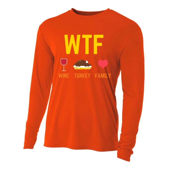 Wine Turkey Family Funny Thanksgiving Food Meaningful Gift Fall Season Gift Cooling Performance Long Sleeve Crew