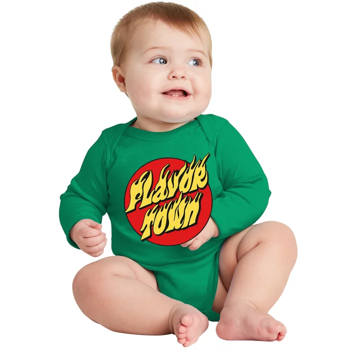 Welcome To Flavortown Mayor Of Flavor Town Funny Meme Baby Long Sleeve Bodysuit