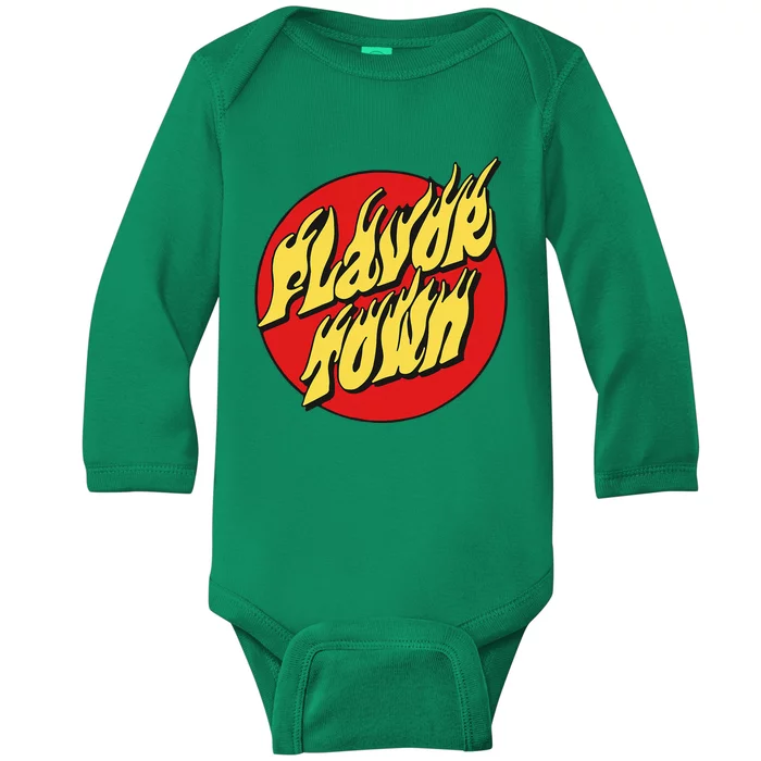 Welcome To Flavortown Mayor Of Flavor Town Funny Meme Baby Long Sleeve Bodysuit