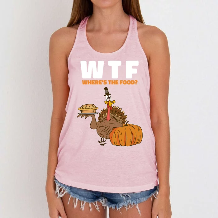 Wheres The Food Great Gift Wtf Turkey Thanksgiving Gift Women's Knotted Racerback Tank