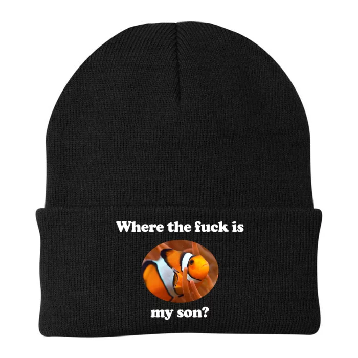 Where The Fuck Is My Son Funny Clownfish Knit Cap Winter Beanie