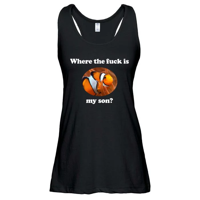 Where The Fuck Is My Son Funny Clownfish Ladies Essential Flowy Tank