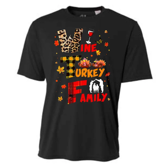 Wine Turkey Family WTF Funny Thanksgiving Day Cooling Performance Crew T-Shirt