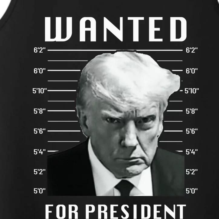 Wanted Trump For President - Trump Mug Shot Never Surrender Performance Tank