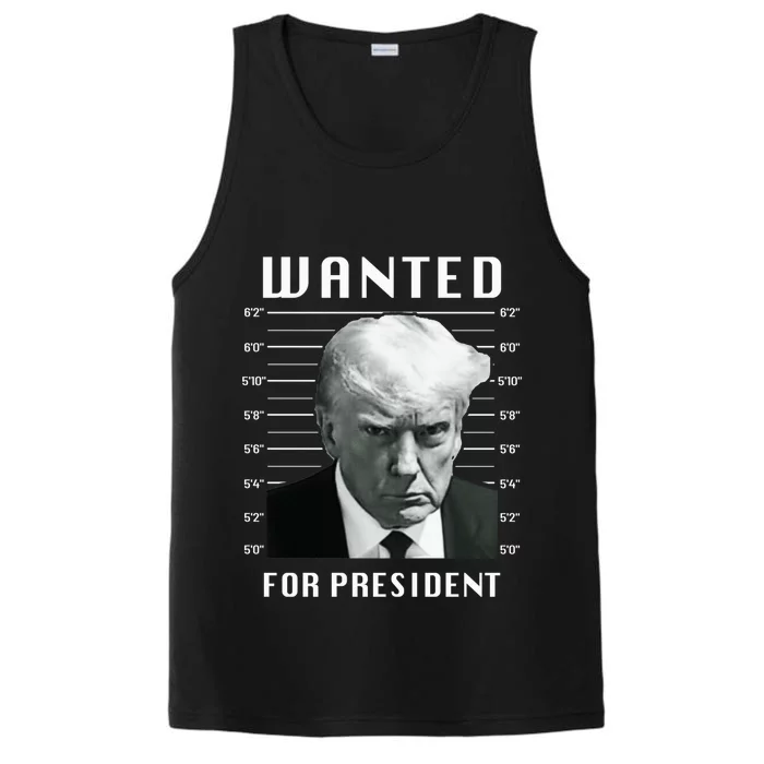 Wanted Trump For President - Trump Mug Shot Never Surrender Performance Tank