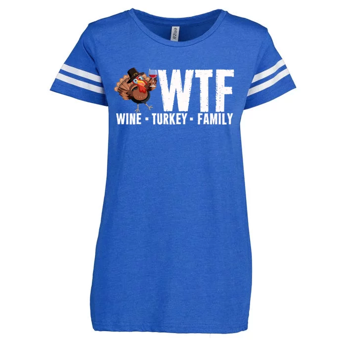 Wine Turkey Family Wtf Thanksgiving Day Funny Great Gift Enza Ladies Jersey Football T-Shirt